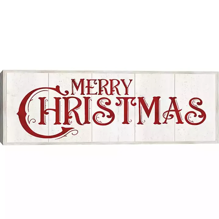 Vintage Merry Christmas Canvas Wall Plaque