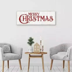 Vintage Merry Christmas Canvas Wall Plaque