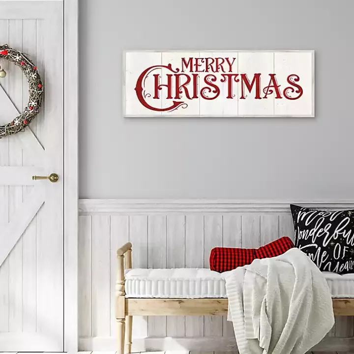 Vintage Merry Christmas Canvas Wall Plaque