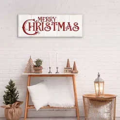 Vintage Merry Christmas Canvas Wall Plaque