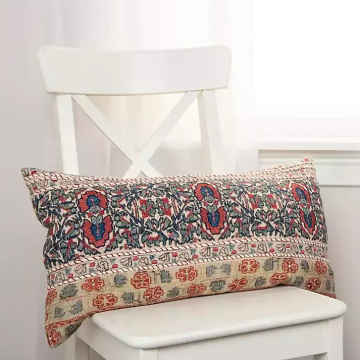 Vintage Prints Cotton Lumbar Pillow