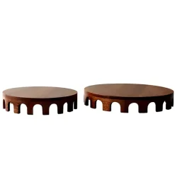 Walnut Round Cut Out Risers, Set of 2