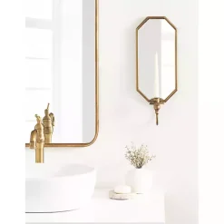 Wardelle Antique Gold Mirrored Taper Candle Sconce