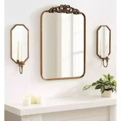 Wardelle Antique Gold Mirrored Taper Candle Sconce