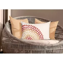 Warm Ivory Lamontage Swirl Outdoor Lumbar Pillow
