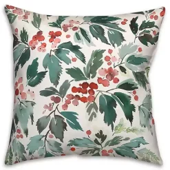 Watercolor Holly Pillow