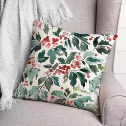 Watercolor Holly Pillow