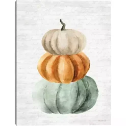 Watercolor Pumpkin Stack Canvas Art Print