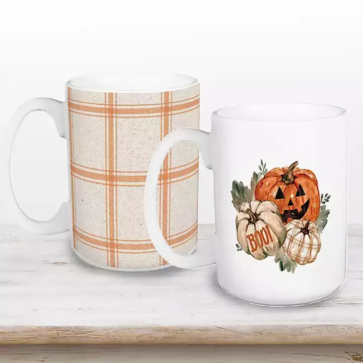 Watercolor Pumpkins 2-pc. Halloween Mug Set
