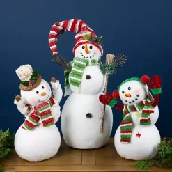 Waving Snowman with Ear Muffs Figurine