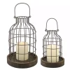 Weathered Wood and Metal Lanterns, Set of 2