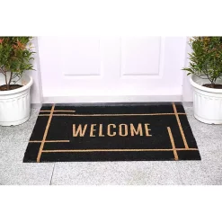 Welcome Black Linear Doormat