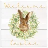 Welcome Easter Bunny Wreath Canvas Art Print