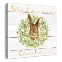 Welcome Easter Bunny Wreath Canvas Art Print