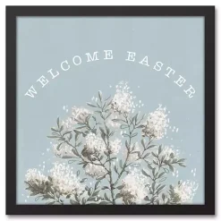 Welcome Easter Hydrangea Framed Canvas Art Print
