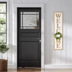 Welcome Eucalyptus Wreath White Porch Board