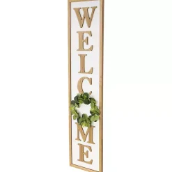 Welcome Eucalyptus Wreath White Porch Board