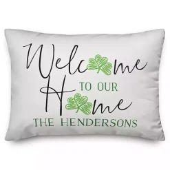 Welcome to our Home Shamrock Personalized Pillow