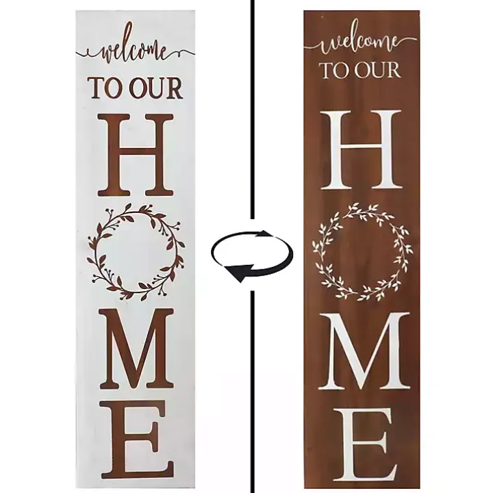Welcome to Our Home Wreath Two-Sided Porch Board