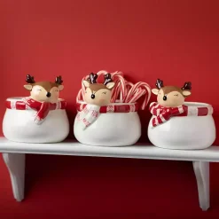 Whimsical Reindeer Ceramic Containers, Set of 3