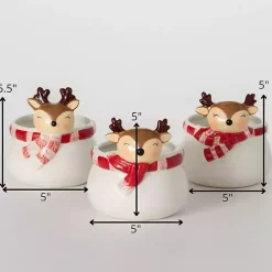 Whimsical Reindeer Ceramic Containers, Set of 3