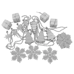 White & Silver Shatterproof Christmas Ornament Set