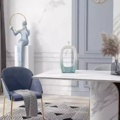 White & Turquoise Ceramic Cut-Out Vase, 18 in.