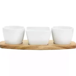 White Acacia Wood Base 4-pc. Tidbit Dish Set
