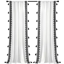 White and Black Diamond Curtain Panel, 84 in.