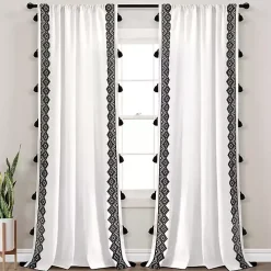 White and Black Diamond Curtain Panel, 84 in.