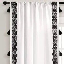 White and Black Diamond Curtain Panel, 84 in.