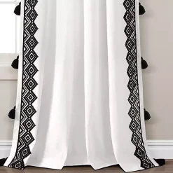 White and Black Diamond Curtain Panel, 84 in.
