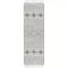 White and Black Diamond Tassel Wool Runner, 2x8