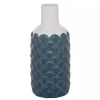 White and Blue Coastal Ceramic Vase, 13 in.