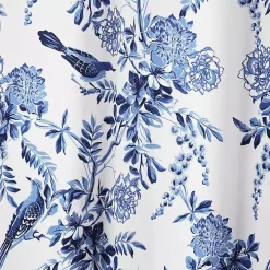 White and Blue Grommet Curtain Panel Set, 84 in.