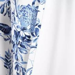 White and Blue Grommet Curtain Panel Set, 84 in.