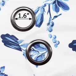 White and Blue Grommet Curtain Panel Set, 84 in.