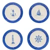 White and Blue Nautical Salad Plate Set, Set of 4