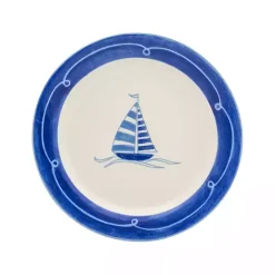 White and Blue Nautical Salad Plate Set, Set of 4