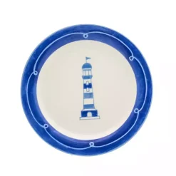 White and Blue Nautical Salad Plate Set, Set of 4