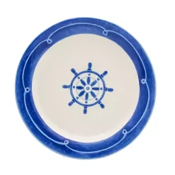 White and Blue Nautical Salad Plate Set, Set of 4