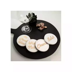 White and Gold Marble Wine Coasters, Set of 4