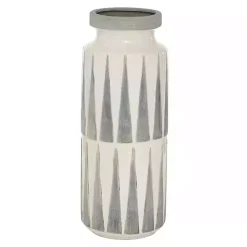 White and Gray Geometric Triangle Vase, 17 in.