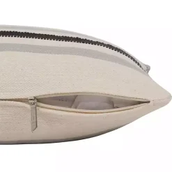 White and Gray Striped Pillow