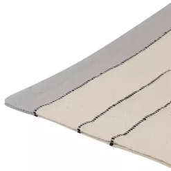 White and Gray Striped Pillow