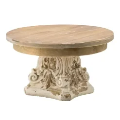 White and Natural Round Plate Stand