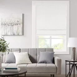 White Basketweave Cordless Roman Shade, 35 in.