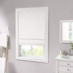 White Basketweave Cordless Roman Shade, 35 in.