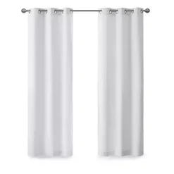 White Basketweave Curtain Panel Set, 84 in