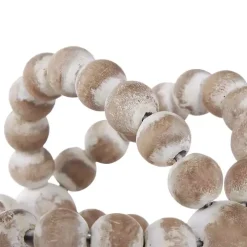 White Beaded Boho Wooden Orbs, Set of 3